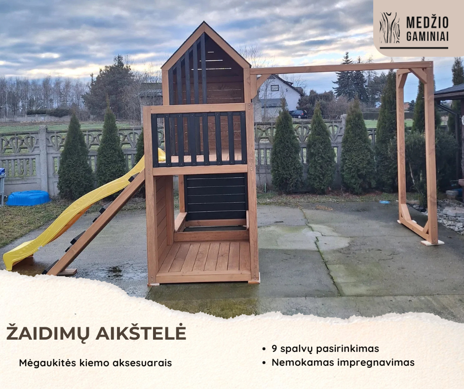Medinis vaikų žaidimų namelis