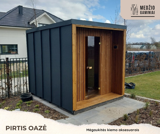 Modulinė medinė pirtis Ara (2.4 × 2.1 m)