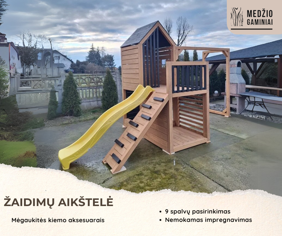 Medinis vaikų žaidimų namelis